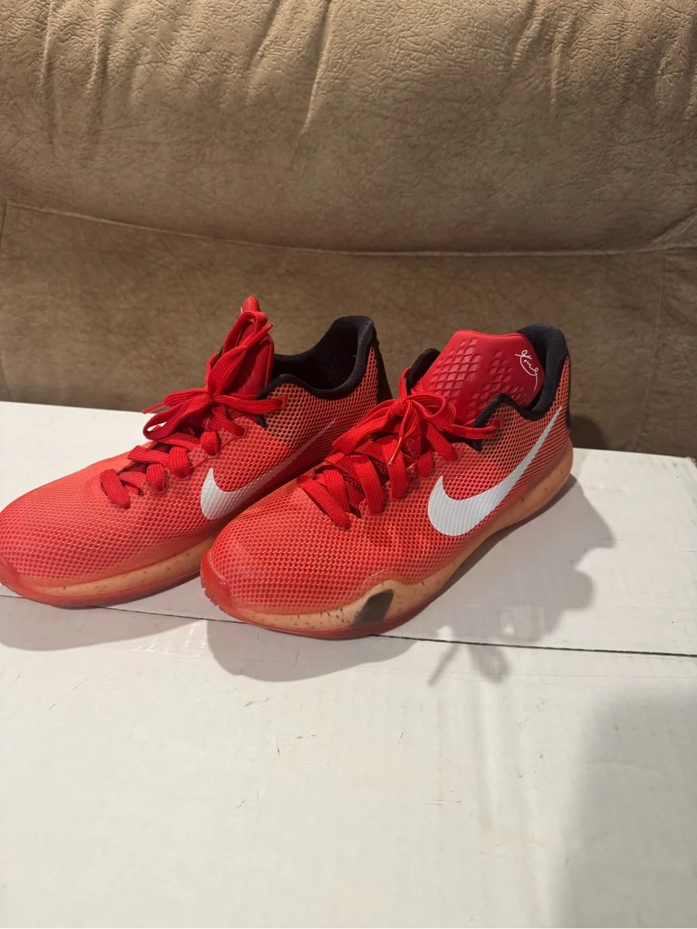 Kids Nike Kobe Bryant mamba Red Athletic Sneakers with White Swoosh